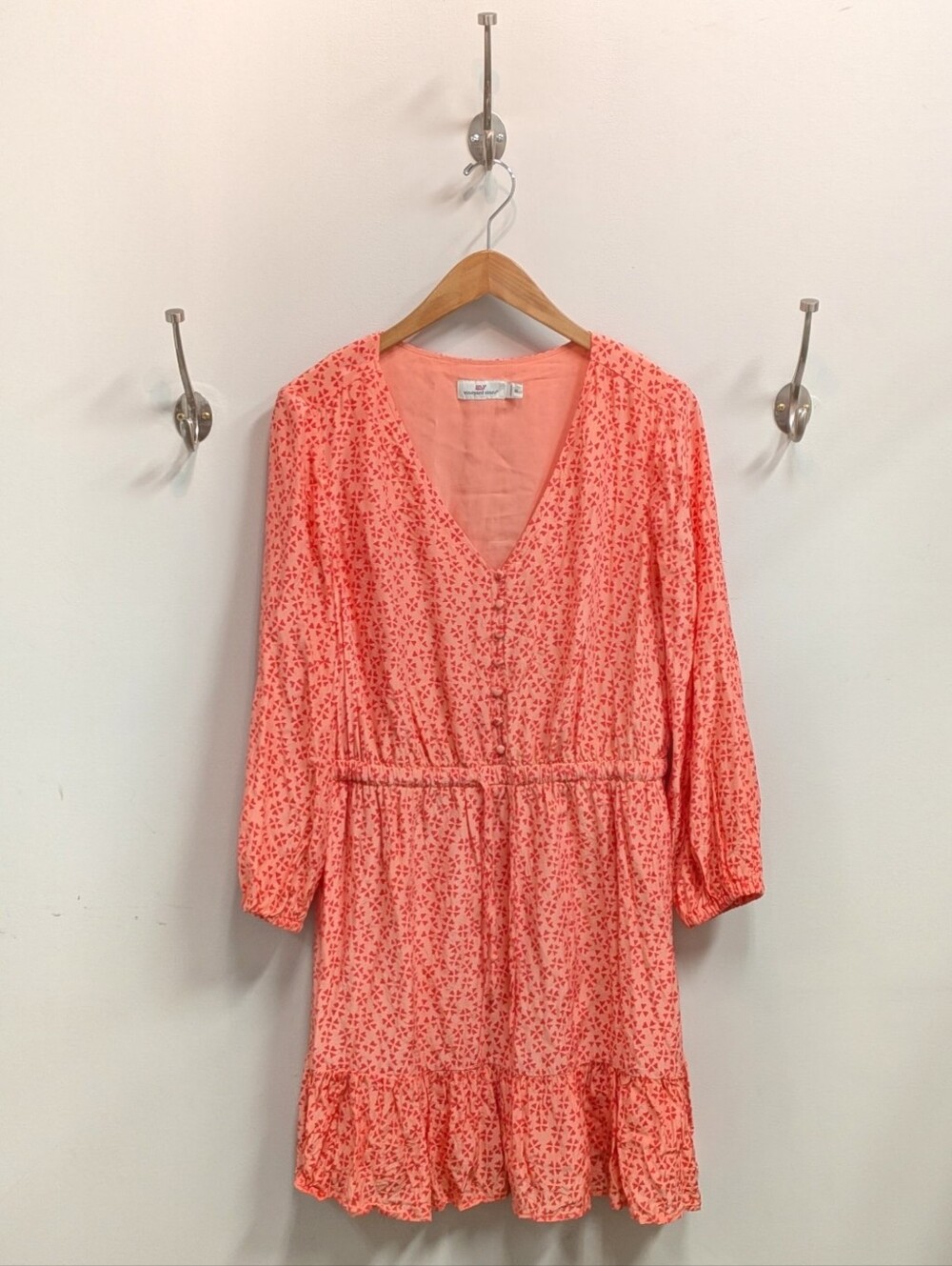 Vineyard Vines Coral Mini Dress With Hearts Medium